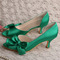 Σατέν πεταλούδα γαμήλια παπούτσια με κοίλο στιλέτο ψηλά τακούνια πράσινα παπούτσια παράνυμφων - Σελίδα 1