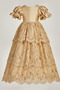 Φόρεμα Βάπτισης Φθινόπωρο Φερμουάρ επάνω Φυσικό πουφ μανίκια Κοντομάνικο - Σελίδα 7
