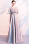 Κομψό Γραμμή Α Σατέν Κοντομάνικο Κόσμημα τονισμένο μπούστο Βραδινά φορέματα - Σελίδα 3