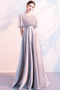 Κομψό Γραμμή Α Σατέν Κοντομάνικο Κόσμημα τονισμένο μπούστο Βραδινά φορέματα - Σελίδα 1
