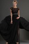 Μηρό-υψηλές σχισμή Μαύρο Ντραπέ Προσαρμοσμένες μανίκια Μπάλα φορέματα - Σελίδα 3