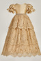 Φόρεμα Βάπτισης Φθινόπωρο Φερμουάρ επάνω Φυσικό πουφ μανίκια Κοντομάνικο - Σελίδα 6