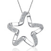Κλείδα γυναίκες Ασημένιο πεντάκτινο αστέρι ένθετο διαμάντι κολιέ & μενταγιόν