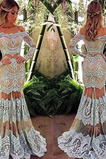 Μπάλα φορέματα Σέξι Κοντομάνικο Μακρύ Φερμουάρ επάνω Έτος 2019 Φυσικό