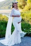 Νυφικά Εγκυμοσύνη Μακρύ Δαντέλα Σέσουλα Φερμουάρ επάνω Φθινόπωρο