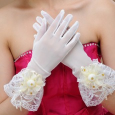 Πλήρη δάχτυλο Λευκό Χάντρες Αίθουσα Σκιά Γάντια γάμου