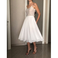 Γυναικεία φούστα σιφόν Νυφική φούστα Bridesmaid flowy Bridal Tea κοντή φούστα γάμου 68cm