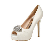 12CM Super High Heel Rhinestone Γαμήλια παπούτσια Satin Party Shoes