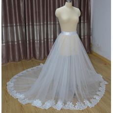 λευκή ιβουάρ Αποσπώμενη νυφική φούστα Αποσπώμενη φούστα από τούλι με δαντέλα Νυφική φούστα από τούλι προσαρμοσμένο μέγεθος