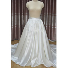 Σατέν απλικέ φούστα Νυφικό αφαιρούμενη φούστα Αποσπώμενο τρένο αξεσουάρ γάμου προσαρμοσμένο μέγεθος