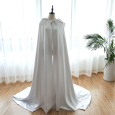 Γιορτή γάμου μακρύ χρώμα σατέν με κουκούλα μανδύα νυφικό μπουφάν