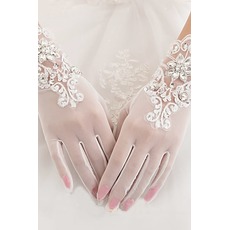 Διακόσμηση Λευκό Δαντέλα Κατάλληλη Καλοκαίρι Γάντια γάμου