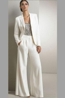 Σατέν Κοντομάνικο Αχλάδι Μακρύ Μανίκι Φυσικό Παντελόνι κοστούμι φόρεμα
