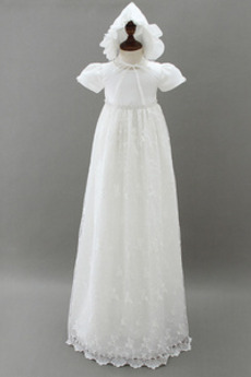 Φόρεμα Βάπτισης Μακρύ Δαντέλα Φθινόπωρο Κόσμημα Γραμμή Α Επίσημη