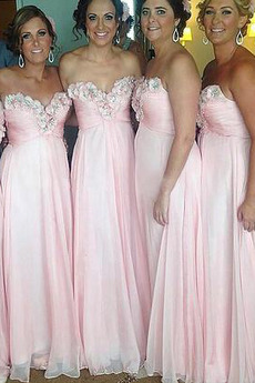 Παράνυμφος φορέματα Μακρύ Στράπλες Φερμουάρ επάνω Επίσημη Άνοιξη Χάντρες