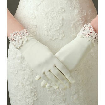 Σατέν Ιβουάρ Δαντέλα Πλήρη δάχτυλο Διακόσμηση Γάντια γάμου - Σελίδα 1