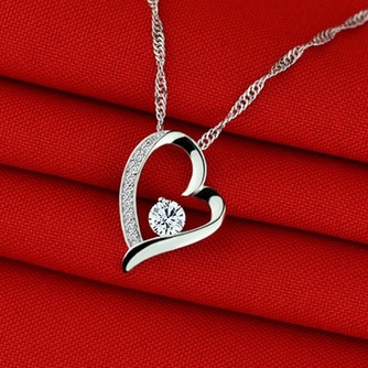 μωβ ασημένια καρδιά σχήμα κοσμήματα ένθετο διαμάντι Γυναίκες κολιέ & μενταγιόν - Σελίδα 3