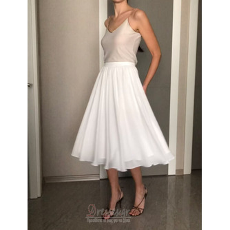 Γυναικεία φούστα σιφόν Νυφική φούστα Bridesmaid flowy Bridal Tea κοντή φούστα γάμου 68cm - Σελίδα 1