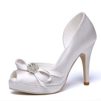Γυναικεία παπούτσια ανοιχτό toe σατέν αδιάβροχη πλατφόρμα ψηλά τακούνια γάμου - Σελίδα 1