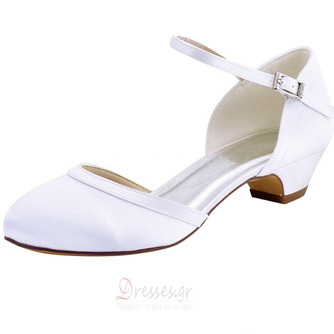 Γαμήλια παπούτσια με ρηχά άσπρα χείλη με απλό σατέν ψηλά τακούνια 3CM - Σελίδα 1