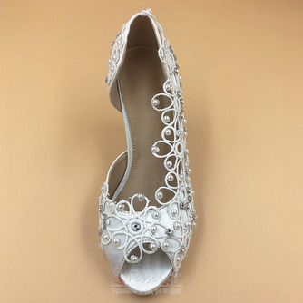 Γυναικεία παπούτσια από δαντέλα από σατέν με γαμήλια παπούτσια στιλέτο με στρας και χειροποίητα γαμήλια παπούτσια - Σελίδα 2