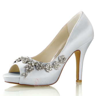 Zapatos de boda para mujer Brillo de boda Cristal con lentejuelas Joyas Tacones de boda Zapatos de novia Diamante de imitación Cristal Tacón alto Tacón de aguja Peep Toe - Σελίδα 13