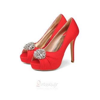 12CM Super High Heel Rhinestone Γαμήλια παπούτσια Satin Party Shoes - Σελίδα 5