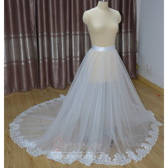 λευκή ιβουάρ Αποσπώμενη νυφική φούστα Αποσπώμενη φούστα από τούλι με δαντέλα Νυφική φούστα από τούλι προσαρμοσμένο μέγεθος - Σελίδα 1