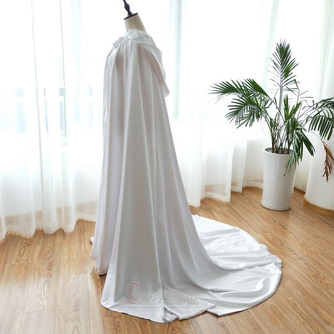Γιορτή γάμου μακρύ χρώμα σατέν με κουκούλα μανδύα νυφικό μπουφάν - Σελίδα 3