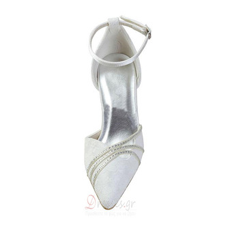 Λευκά παπούτσια γάμου δαντέλα παπούτσια γάμου με στρας γυναικών στιλέτο rhinestone παράνυμφος παπούτσια - Σελίδα 5