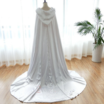 Γιορτή γάμου μακρύ χρώμα σατέν με κουκούλα μανδύα νυφικό μπουφάν - Σελίδα 2