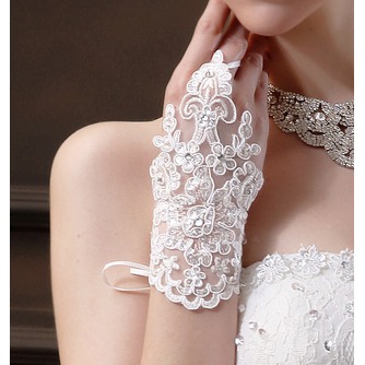 Δαντέλα Χάντρες Σύντομη Καλοκαίρι Λευκό Διακόσμηση Γάντια γάμου - Σελίδα 1