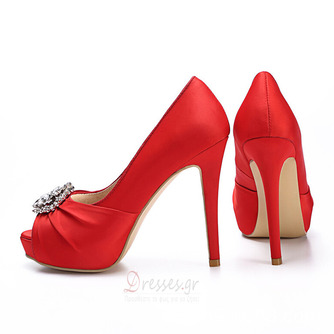 12CM Super High Heel Rhinestone Γαμήλια παπούτσια Satin Party Shoes - Σελίδα 4