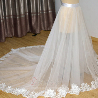 λευκή ιβουάρ Αποσπώμενη νυφική φούστα Αποσπώμενη φούστα από τούλι με δαντέλα Νυφική φούστα από τούλι προσαρμοσμένο μέγεθος - Σελίδα 4