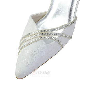 Λευκά παπούτσια γάμου δαντέλα παπούτσια γάμου με στρας γυναικών στιλέτο rhinestone παράνυμφος παπούτσια - Σελίδα 3
