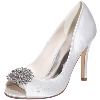 Stiletto σανδάλια αδιάβροχο rhinestone σατέν νύφη παπούτσια μόδας γαμήλιων κομματιών - Σελίδα 2