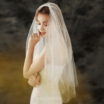 Απλό γαμήλιο πέπλο νύφη γαμήλια κόμμωση φωτογραφία στούντιο φωτογραφία πέπλο διπλής τάξης μαργαριτάρι πέπλο - Σελίδα 1