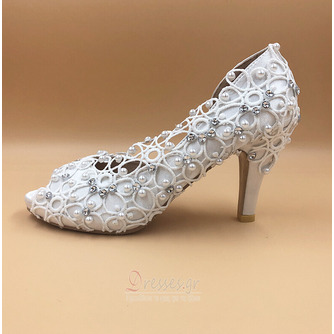 Γυναικεία παπούτσια από δαντέλα από σατέν με γαμήλια παπούτσια στιλέτο με στρας και χειροποίητα γαμήλια παπούτσια - Σελίδα 4