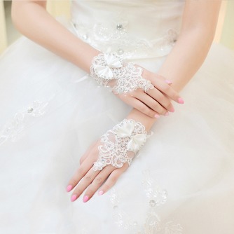 Σύντομη Καλοκαίρι Ιβουάρ Δαντέλα Διακόσμηση Γάντια γάμου - Σελίδα 2