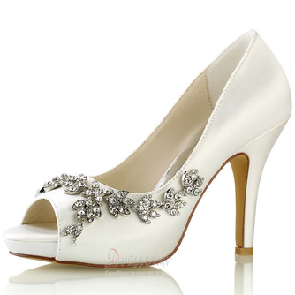 Zapatos de boda para mujer Brillo de boda Cristal con lentejuelas Joyas Tacones de boda Zapatos de novia Diamante de imitación Cristal Tacón alto Tacón de aguja Peep Toe - Σελίδα 12