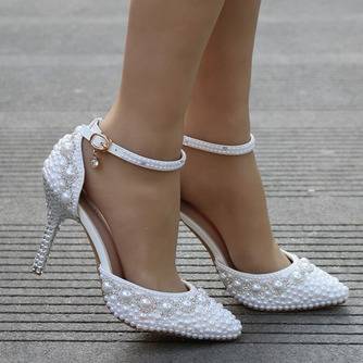 Υψηλά σανδάλια τακουνιού με σανδάλια από στρας με λευκά παπούτσια για γάμο - Σελίδα 4