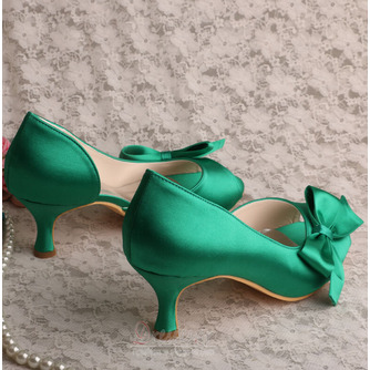 Σατέν πεταλούδα γαμήλια παπούτσια με κοίλο στιλέτο ψηλά τακούνια πράσινα παπούτσια παράνυμφων - Σελίδα 3