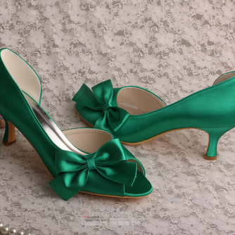 Σατέν πεταλούδα γαμήλια παπούτσια με κοίλο στιλέτο ψηλά τακούνια πράσινα παπούτσια παράνυμφων - Σελίδα 4