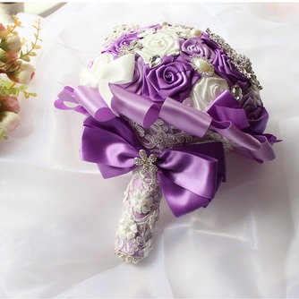 Η κορδέλα νύφη αυξήθηκε μαργαριτάρι χρώμα κορδέλα κορδέλα κρατώντας λουλούδια - Σελίδα 3
