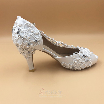Γυναικεία παπούτσια από δαντέλα από σατέν με γαμήλια παπούτσια στιλέτο με στρας και χειροποίητα γαμήλια παπούτσια - Σελίδα 3