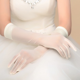 Ρετρό Σατέν Πλήρη δάχτυλο Φθινόπωρο Ημιδιαφανές Γάντια γάμου - Σελίδα 1