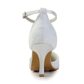 Λευκά παπούτσια γάμου δαντέλα παπούτσια γάμου με στρας γυναικών στιλέτο rhinestone παράνυμφος παπούτσια - Σελίδα 4