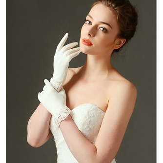 Σατέν Ιβουάρ Δαντέλα Πλήρη δάχτυλο Διακόσμηση Γάντια γάμου - Σελίδα 2