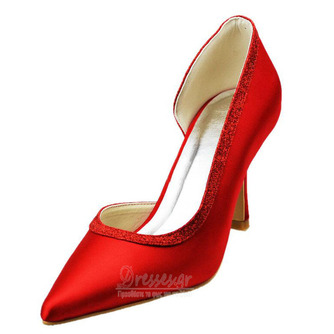 Δείχνοντας κόκκινα στιλέτο ψηλά τακούνια σατέν παπούτσια δεξιώσεων - Σελίδα 2