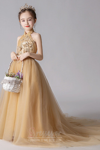 Λουλούδι κορίτσι φορέματα Γραμμή Α Επίσημη Αμάνικο καπίστρι Καλοκαίρι Μακρύ - Σελίδα 1
